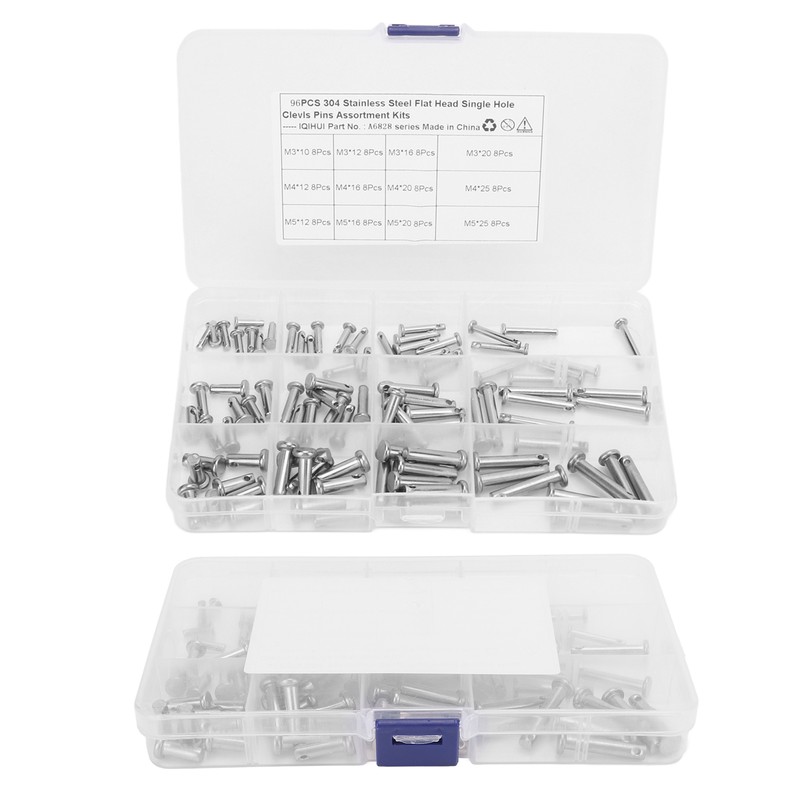 12 Sizes Stainless Steel Clevis Pin Single Hole Flat Head