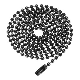 HARFINGTON Iron Ball Chain 2.4mm 27.6" Length Round Bead Necklace Dog Tag Pull Chains with Connectors Clasps for Men Women Jewelry Making Bracelets Keychain, Black