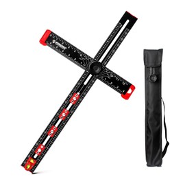 4 in 1 Adjustable T-Square Measuring Tools, 24in Aluminum Drilling Positioning Ruler, Cabinet Hardware Jig, Marking Gauge Tools for Woodworking, Include Portable Storage Bag. (Black)