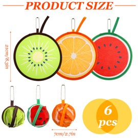 Radsocken 6 Pieces Folding Hand Fan,Fruit Foldable Fan,Summer Festival Handheld Folding Fan Portable Beautiful Patterns Display Fans,Round Hand Fan for Home Personal Decoration Party Wedding