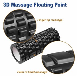 EZONEDEAL Massage roller, EVA Foam Roller For Deep Tissue Muscle Massage - Length 33cm For Runners, Cyclists, Footballers, Athletes, Gym and more-Black