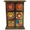 GURU SHOP Apothecary Cabinet with Colourful Ceramic Drawers, Spice Box,