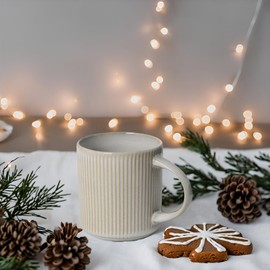 FOURHARVEST Handcrafted Ceramic Coffee Mugs,12 oz Ceramic Coffee Cups for Coffee, Tea, Espresso, Milk, Handcrafted Ceramic Coffee Mugs with Handle for Christmas Gift, Dishwasher & Microwave Safe