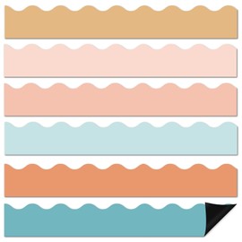 12Pcs Boho Groovy Magnetic Bulletin Board Borders for Classroom Decorations Whiteboard Strips Colorful Scalloped Trim Magnetic Borders for Back to School Teacher Supplies Office Door Chalkboard Decor