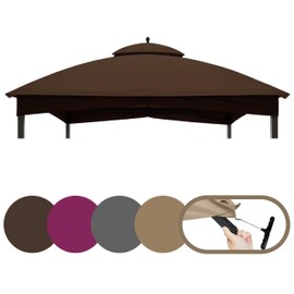 Tradesparker 10x12 Replacement Canopy Top for Lowe's Allen Roth Gazebo #GF-12S004B-1,Double Tiered Waterproof Gazebo Cover Roof with T-Hook, Brown