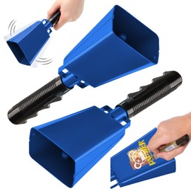 2 Pack 10 Inch Steel Cow Bell with Handles, Cheering Cowbells Noise Maker Large Steel Bell with Handles for Sports Events, Football Games, Concert, School Graduation,Party(Blue)