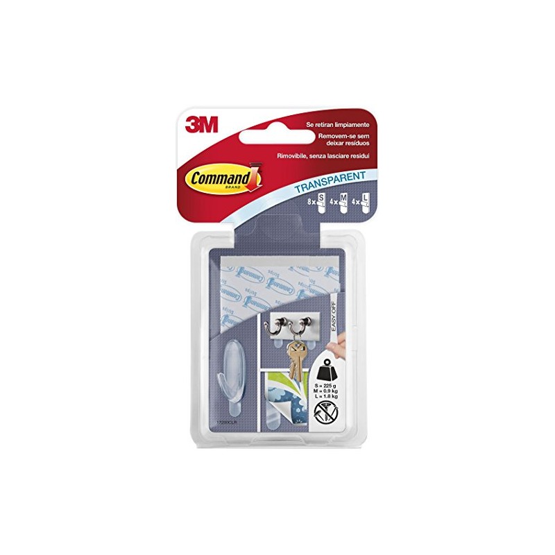 Command 17200 CLR PACK OF 16 Strips (Plastic) Transparent