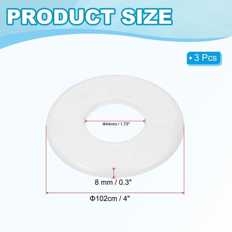 PATIKIL Wall Split Flange 1.73"/44mm, 3Pcs ABS Round Self-Adhesive Escutcheon