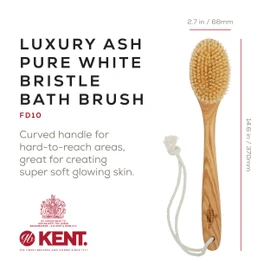 Kent FD10 Ashwood Back Scrubber for Shower Bath Brush and Body Scrubber Exfoliator - Boar Bristle Shower Brush for Body for Men and Women - Kent Brush Back Scrubbers for Use in Shower Made in England