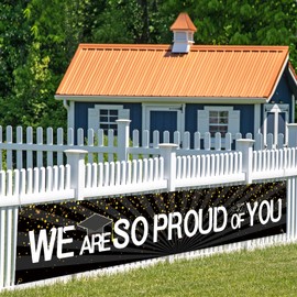 WPCTYQ We Are So Proud of You Banner,Graduation Yard Decorations 2024,Class of 2024,Graduation Yard Decorations 2024,Graduation Decorations Class of 2024. 9.8 * 1.6 ft., Black