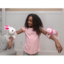 The Petting Zoo Axolotl Stuffed Animal Plushie Slap Bracelet, Gifts for Kids, Slapstix Animals, Salamander Plush Toy, 10 inches