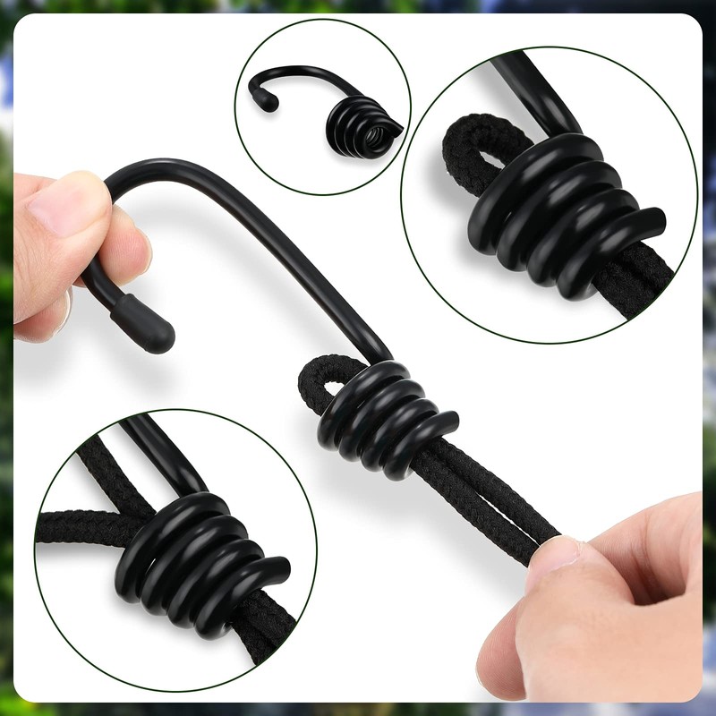 Ferraycle 20 Pieces 1/4 Inch Plastic Coated Bungee Cord Hooks