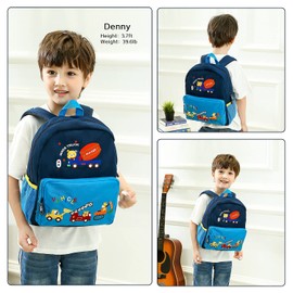 willikiva Car Dinosaur Toddler Kids Backpack for Boys and Girls Kids Waterproof Preschool Bag, Green traffic paradise