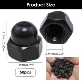 Acorn Nuts M8 Galvanised, Acorn Nuts M8 Stainless Steel, Acorn Nuts High Shape, Hex Nut Cap, Black Acorn Hex Cap Nuts for Screws Threaded Rods & Threaded Bolts (Black)