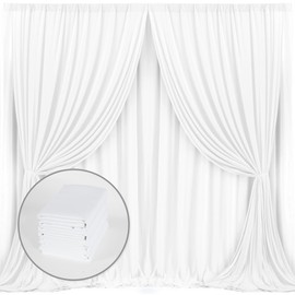 White Backdrop Curtain for Wedding Decor Holiday Party 4 Panels- White Wedding Backdrop Polyester Photography Backdrop Drapes Baby Shower Birthday Privacy Sliding Curtains Home Decor，5ft x 10ft