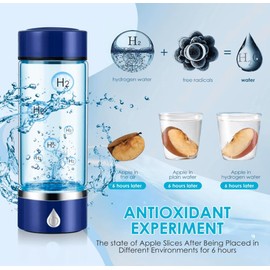 Generic Hydrogen Water Bottle Generator with SPE PEM Technology Water Ionizer, 420ml, 3 Min Quick Electrolysis, Home, Office, Travel, and Daily Drinking, Blue