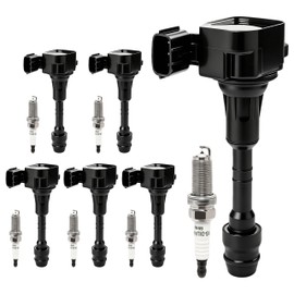 UF349 Ignition Coils & Double Iridium Spark Plugs (6-Pack) Compatible with Nissan Altima Maxima (02-08) Murano (03-07) Frontier (05-19) Xterra (05-15) NV2500, Infiniti G35 I35, Replace 22448-8J115