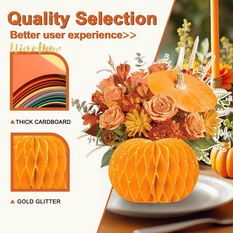 NICROHOME EUR Fall Decoration, 4 PCS Honeycomb Paper Vase Set