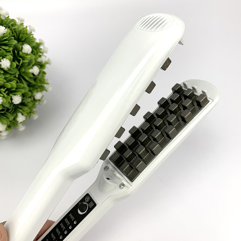 Volumizing Hair Iron Straightener Grid Hair Crimper Curling Dual Use