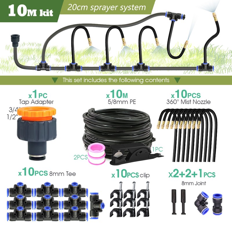 Outdoor Misting System Kit for Garden & Patio Cooling –