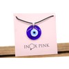 INOXPINK Evil Eye Necklace Blue Glass Pendant in an Organza