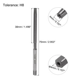 sourcing map Hand Reamers, 4mm H8 Metric Reamer Drill Bit for Metal Wood Hole Reaming, Straight Flute High Speed Steel (HSS) Tool