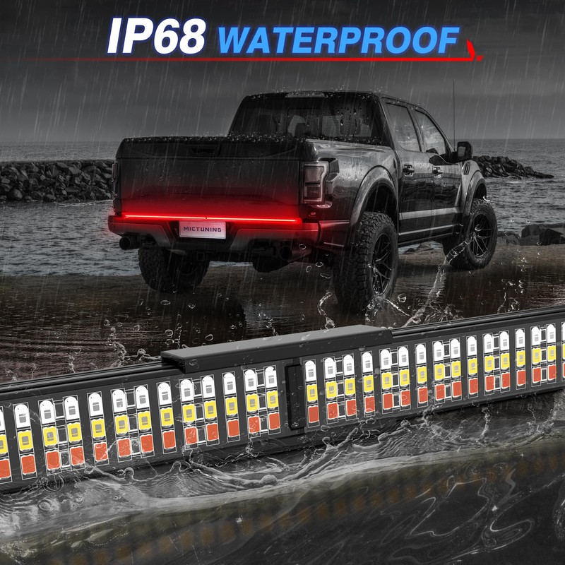 MICTUNING 60" Triple LED Tailgate Light Bar IP68 Waterproof Plug-and-Play