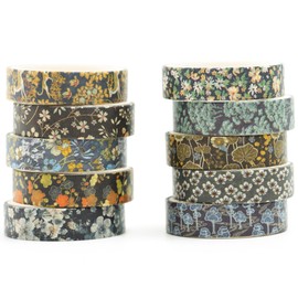 Songdao 10 Rolls Ukiyo-e Style Washi Tape Set Japanese Kyoto Arts Adhesive Tapes Skinny Decorative Masking Tape Sets for Craft, Kids, Scrapbook, DIY, Gift Wrapping (Blooming Heritage)