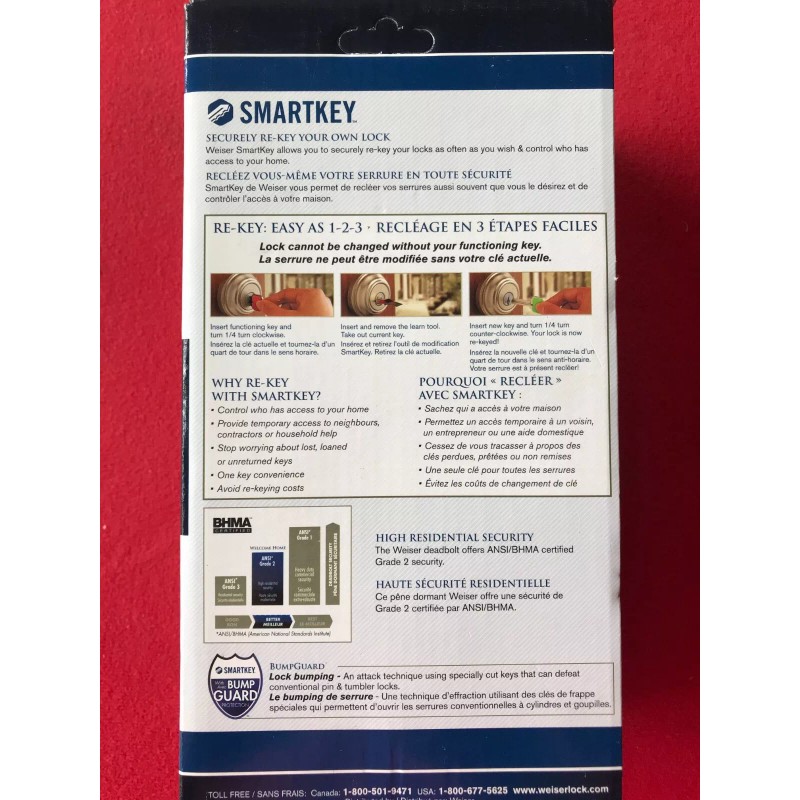 Weiser 3-Weiser 9GD94710-069 Single Cylinder Deadbolt Bright Brass Smartkey T593