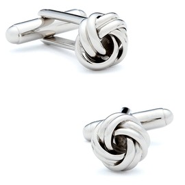 Ox and Bull Men’s Silver-Tone Knot Cufflinks – Classic Polished Cufflinks with Bullet Back Closure – Formal Accessory for Weddings, Office, and Gifts