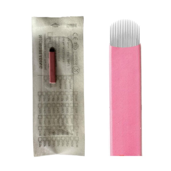 20pcs Pink Microblading Blades 0.15mm Nano Agujas de Microblading for