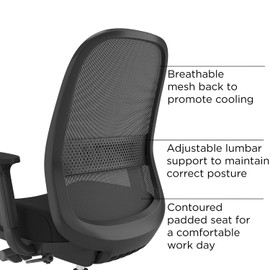 Union & Scale Essentials 5-80M Ergonomic Fabric/Mesh Swivel Task Chair, Black (UN60991)