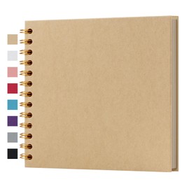 potricher 7 x 7 Inch DIY Scrapbook Album 40 Pages Hardcover Kraft Paper Scrap Book Photo Albums Memory Book for Wedding and Anniversary Family (Yellow, 7 Inch)