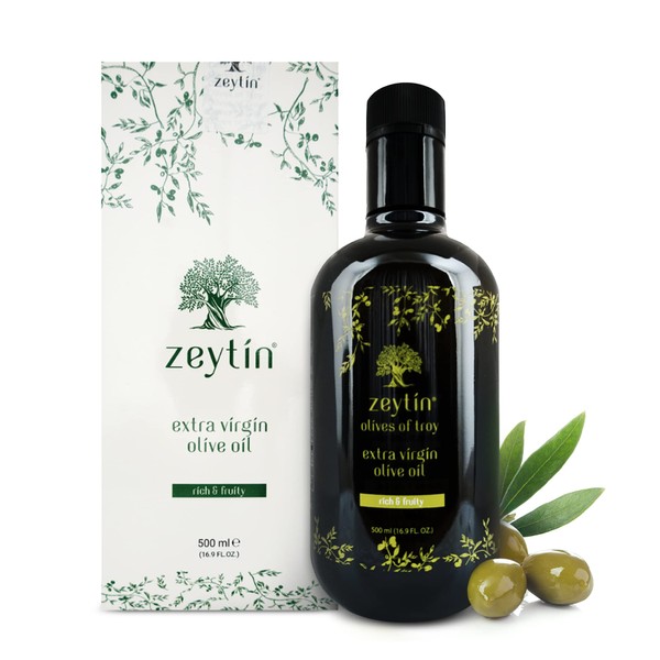 Zeytin - Olive Oil Extra Virgin - Early Harvest - Awarded Brand - Single Estate, 40x More Polyphenol - Cold Pressed Glass Bottle - Vegan, Keto, Paleo, Rich & Fruity Finish - 16.9 fl oz