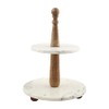 Mud Pie, Brown/White, 16" x 12" Marble and Wood Tiered