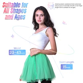 Simplicity Womens Elastic 3 Layered Marathons Tulle Tutu Skirt, Teal Green