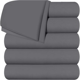 Utopia Bedding Flat Sheets - Pack of 6 - Soft Brushed Microfiber Fabric - Shrinkage & Fade Resistant Top Sheets - Easy Care (California King, Grey)