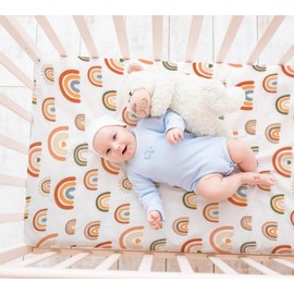 4 Pack Boho Baby Sheets Unisex Fitted Baby Sheets Neutral for Baby Boys or Girls Boho Sunshine and Rainbow Style (N Play Sheets)