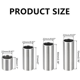 4Pcs Guitar Slide Set, Stainless Steel Professional Guitar Slide for Guitar Bass and Other Instruments, 28/51/60/70mm Metal Slide (Silver)