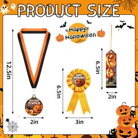 Huquary 27 Pcs Halloween Pumpkin Carving Award Set Includes Halloween Medals, Award Ribbons and Trophy Ribbons Pumpkin Carving Contest Rewards 1st 2nd 3rd Prizes for Game Party Favors