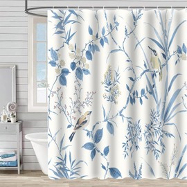 FAIRYGATE Shower Curtains for Garden Shower Curtain for Bathroom Waterproof Anti Mould Bath Curtain with 12 Hooks Washable Polyester Shower Curtains for Wet Room Tubs Spa B8107