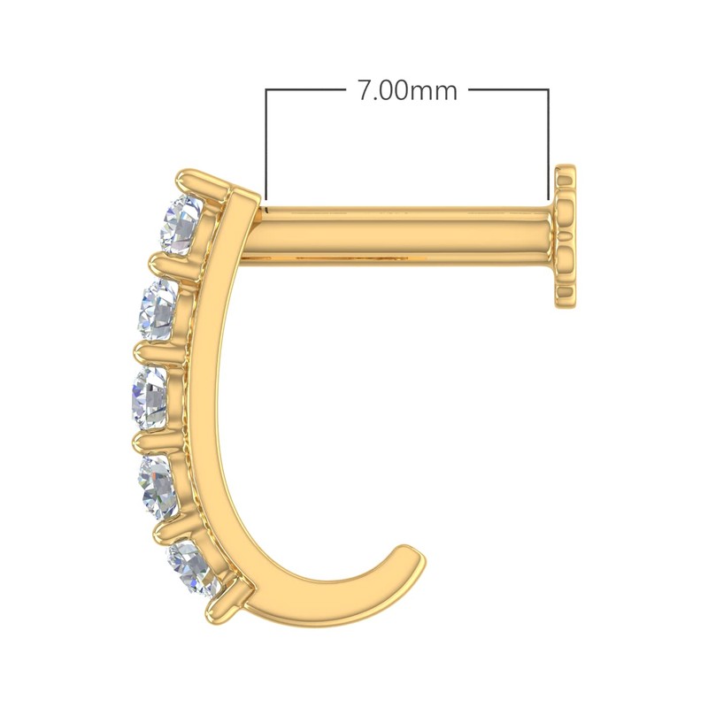 0.13 Carat 5-Stones Diamond Nose Pin Open Hoop in 18K