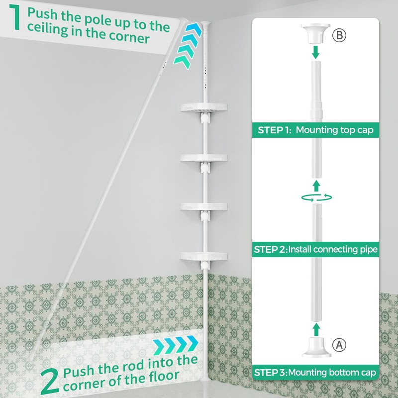 shuang qing 4-Tier Corner Shower Caddy Tension Pole Organizer -