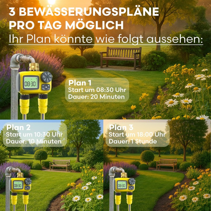 rainfactory Timer with 2 Outputs for Different Zones, IP55 Waterproof,