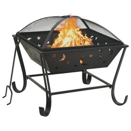 CHARMMA Fire Pit with Poker 24.4" XXL Steel,Fireplaces-311893