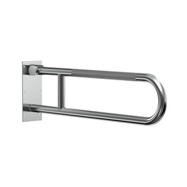 Swing Up Wall Mounted Grab Bar - 500 lbs Capacity Flip-Up Handicap Toilet Safety Rails for Seniors, Stainless Steel, Textured Grip, ADA Compliant Bathroom Grab Bar - 30" Length, Brushed Steel, Peened