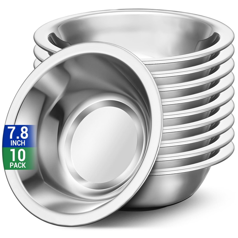 Offiper 304(18/8) Stainless Steel Mixing Bowls for Kitchen, 10 Pack