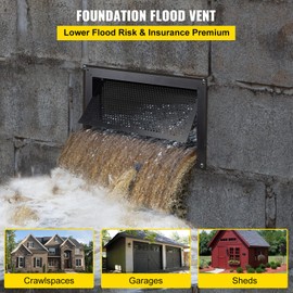 VEVOR Crawl Space Flood Vent, 8" Height x 16" Width x 2" Depth Foundation Flood Vent,to Reduce Foundation Damage and Flood Risk, White, Wall Mounted, for Crawl Spaces, Garages & Full Height Enclosures,White