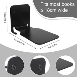 Invisible Floating Bookshelves Set of 4, Metal Wall Mounted Book Shelves, Heavy-Duty Hanging Book Organizers for Bedroom, Living Room, Home, Office (Black)