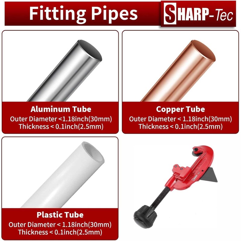 Sharp-tec 3-30mm Pipe Cutter, Adjustable Tube Cutter with Aluminum Alloy